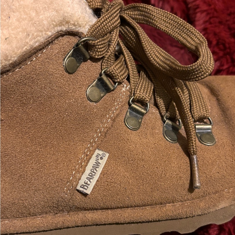 BearPaw Tan Suede Lace-Up Boots